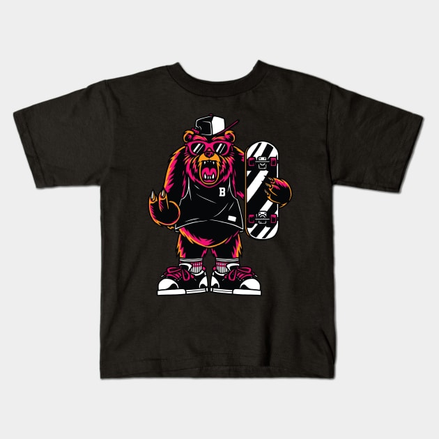 Cool Bear Kids T-Shirt by CyberpunkTees